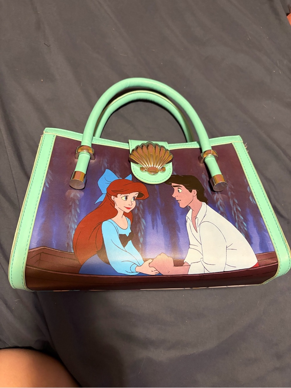 Loungefly Ariel and Eric Mint Trim Satchel